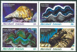 MARSHALL ISLS. 1986 WWF BLOCK OF 4, CORAL REEF LIFE** - Vie Marine