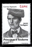 Andorre Espagnole / Spanish Andorra 2010 Yv, 358, Catalan Poet Jacint Verdaguer - MNH - Nuevos