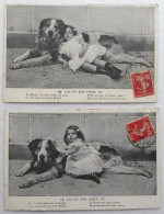 LILI Et Son CHIEN - 2 CPA 1908 Voir état - Andere & Zonder Classificatie