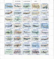 2022 Surinam Suriname Aviation Modern Airplanes Concorde HUGE Complete Sheet Of 40 MNH (folded Once Vertically) - Surinam