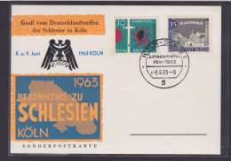 Bund Köln Deutz Postkarte Inter. Anlasskarte SST Schlesiertreffen Schlesien 1963 - Lettres & Documents