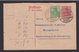 Ellwangen Jagst Baden Württemberg Frage Ganzsache Deutsches Reich Kapfenburg - Cartas & Documentos