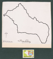1990 URUGUAY Artwork Sketch Proof-production Procces Stamp- Map Carte Department Rivera Province - Signed Artist - Uruguay