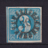 Bayern 3 Kreuzer Blau  Mi.-Nr. 2 II Mit GMR 20 - Used