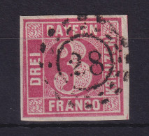 Bayern 3 Kreuzer Rot  Mi.-Nr. 9 A Mit OMR 28 Augsburg - Used