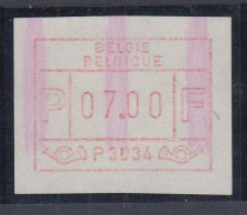 Belgien FRAMA-ATM P3034 Zottegem Mit ENDSTREIFEN-Anfang ** Wert 07,00  Bfr. - Andere & Zonder Classificatie