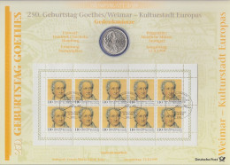 Bundesrepublik Numisblatt 3/1999 Johann Wolfgang V. Goethe Mit 10-DM-Silbermünze - Collections