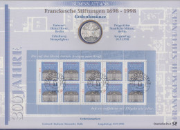 Bundesrepublik Numisblatt 4/1998 Francksche Stiftungen Mit 10-DM-Silbermünze - Verzamelingen