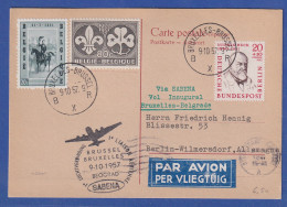 SABENA Erstflug Brüssel-Belgrad 9.10.1957 Karte Mit Frankatur Berlin / Belgien - Andere & Zonder Classificatie