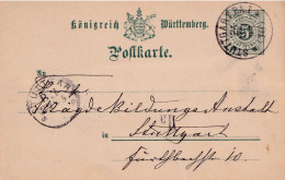 BELLE CP DE 1893 DE STUTTGART POUR STUTTGART.. INTERESSANTS - Cartoline