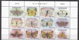 2022 Surinam Suriname Butterflies Papillions  Complete Block Of 12 MNH - Suriname