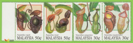 Voyo MALAYSIA 1996 Mi#593A-594A,595A-596A ** MINT Pitcher Plants - Malaysia (1964-...)