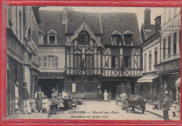 Carte Postale 27. Louviers  Le Marché Aux Oeufs  Hostellerie Du Grand Cerf   Très Beau Plan - Louviers