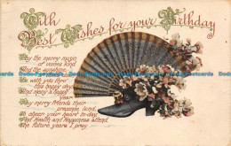 R130435 Greetings. With Best Wishes For Your Birthday. Flowers And Hand Fan. Val - Monde