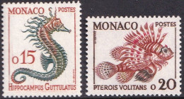 MONACO 1960-65 DEFINITIVES, THE 2 FISH VALUES** - Fishes