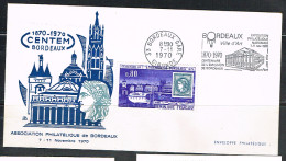 PHIL-L28 - FRANCE N° 1659 Centenaire De L'Emission De Bordeaux 1970 Sur FDC - 1970-1979