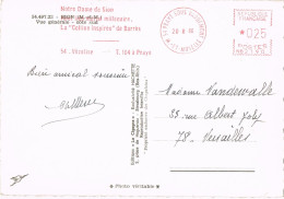 55190. Postal PRAYE S. VAUDEMONT (M. Et Moselle) 1966. Franqueo Mecanico NOTRE DAME De SION. Vista SION - Storia Postale