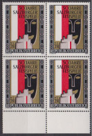 1970 , Mi 1335 ** (3) -  4er Block Postfrisch - 50 Jahre Salzburger Festspiele - Ungebraucht