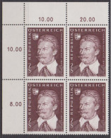1970 , Mi 1336 ** (1) -  4er Block Postfrisch - 125. Geburtstag Von Thomas Koschat - Nuovi