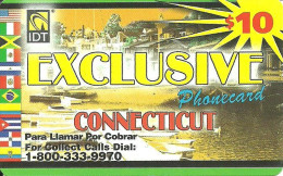 USA: Prepaid IDT - Exclusive Connecticut, Flags Collect Call No. Ends 9970, Pin On Top - Andere & Zonder Classificatie