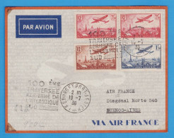 LETTRE PAR AVION - PARIS POUR AIR FRANCE BUENOS-AIRES (ARGENTINE) - 100° TRAVERSEE AERIENNE ATLANTIQUE SUD - - 1927-1959 Covers & Documents