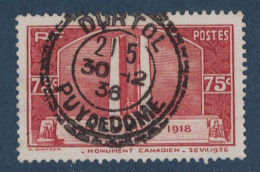 TRÈS BELLE OBLITERATION CACHET FACTEUR BOITIER De DURTOL PUY DE DOME De 1936 Sur TIMBRE VIMY N° 316 - Used Stamps