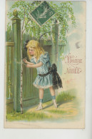 ENFANTS - LITTLE GIRL - MAEDCHEN - Jolie Carte Fantaisie Gaufrée Fillette De "Bonne Année " (embossed Card ) - Neujahr
