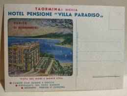 Italia Sicilia TAORMINA Hotel Pensione VILLA PARADISO. Pubblicitario  150x105 Mm. - Werbung