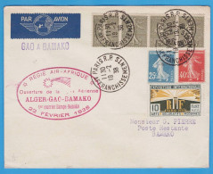 LETTRE PAR AVION - PARIS POUR BAMAKO VIA ALGER ET GAO - REGIE AIR AFRIQUE - 1er COURRIER EUROPE BAMAKO 1938 - 1927-1959 Cartas & Documentos