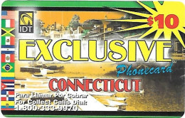 USA: Prepaid IDT - Exclusive Connecticut, Flags, Collect Call No. Ends 9970 Wight - Andere & Zonder Classificatie