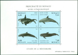 MONACO 1994 MEDITERRANEAN WHALES S/S OF 4** - Baleines