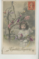 ENFANTS - LITTLE GIRL - MAEDCHEN - Jolie Carte Fantaisie Fillette Et Oiseaux Sur Une Branche - Portraits