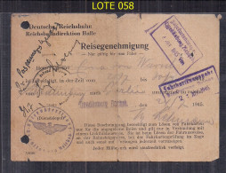 AUTORISATION DE VOYAGE EN ALLEMAGNE 1945 ICONOGRAPHIE NAZIE EFFAÇÉE - Sonstige & Ohne Zuordnung