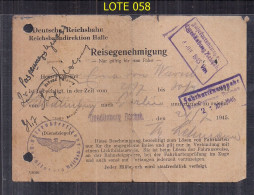 AUTORISATION DE VOYAGE EN ALLEMAGNE 1945 ICONOGRAPHIE NAZIE EFFAÇÉE - Autres & Non Classés