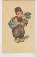 ENFANTS - Jolie Carte Fantaisie Petit Garçon Hollandais Avec Pipe Cadeau Et Fleurs - AMAG O 44 - Dibujos De Niños