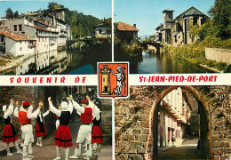 64 - Saint Jean De Pied De Port - Multivues - Folklore - Danse Basque - Blasons - Flamme Postale De Saint Jean De Luz -  - Saint Jean Pied De Port