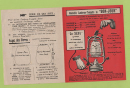 MODE D'EMPLOI NOUVELLE LANTERNE TEMPETE LA BON-JOUR A SYSTEME DE RAMONAGE BREVETE S.G.D.G./ LAMPE A PETROLE - Publicidad