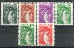 FRANCE -1977/80 - SABINE TYPE STAMPS SET OF 6, USED. - Usati