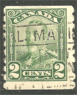 XW02-0052 Canada 1929 King Roi George V Scroll Issue 2c Vert Green Coil Roulette - Oblitérés