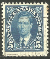 XW02-0032 Canada 1937 King Roi George VI Mufti Issue 5c Blue Bleu - Usados