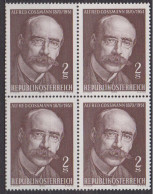 1970 , Mi 1342 ** (6) -  4er Block Postfrisch - 100. Geburtstag Von Alfred Cossmann - Unused Stamps