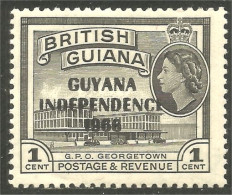 XW03-0044 British Guiana Surcharge GUYANA INDEPENDENCE Elizabeth 1 Cent MNH ** Neuf SC - Guyane Britannique (...-1966)