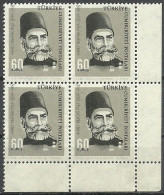 Turkey; 1964 Cultural Celebrities 60 K. ERROR "Shifted Printing (Black Color)" - Unused Stamps