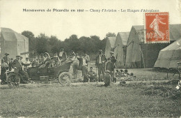 60  MANOEUVRES DE PICARDIE EN 1910 - CHAMP D' AVIATION - LES HANGARS D' AEROPLANES (militaria) (ref 6691) - Autres & Non Classés