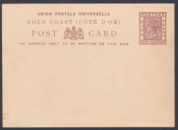 British Gold Coast Penny Half Penny Queen Victoria Mint Unused UPU Postcard, Post Card, Postal Stationery - Goldküste (...-1957)
