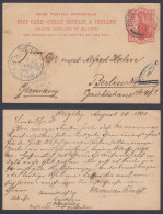 GB Great Britain One Penny Queen Victoria 1894 Used UPU Postcard, To Germany, Post Card, Postal Stationery - Brieven En Documenten