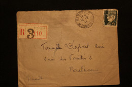 FRANCE LETTRE RECOMMANDEE DE NANCY POUR PAULHAN (HERAULT) Du 16.02.1944 AVEC N°523 PETAIN 4f.50 VERT SEUL - 1921-1960: Modern Period