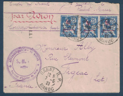 LETTRE PAR AVION De 1921 Pour FIGEAC FRANCE AFFRANCHIE MOUCHON 44 CACHET AERONAUTIQUE DU MAROC RABAT REGIMENT AVIATION - Lettres & Documents