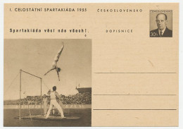 Postal Stationery Czechoslovakia 1955 Spartakiad Prague - Horizontal Bar - Sonstige & Ohne Zuordnung
