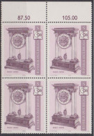 1970 , Mi 1346 ** (3) -  4er Block Postfrisch - Alte Uhren - Uhr Von 1820-1850 - Ungebraucht